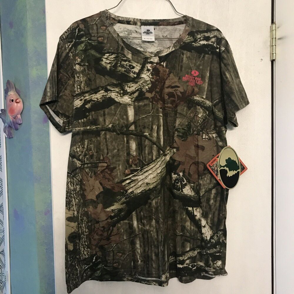 Mossy Oak Camouflage T Shirt Brown Break Up Infinity Pink Logo XL